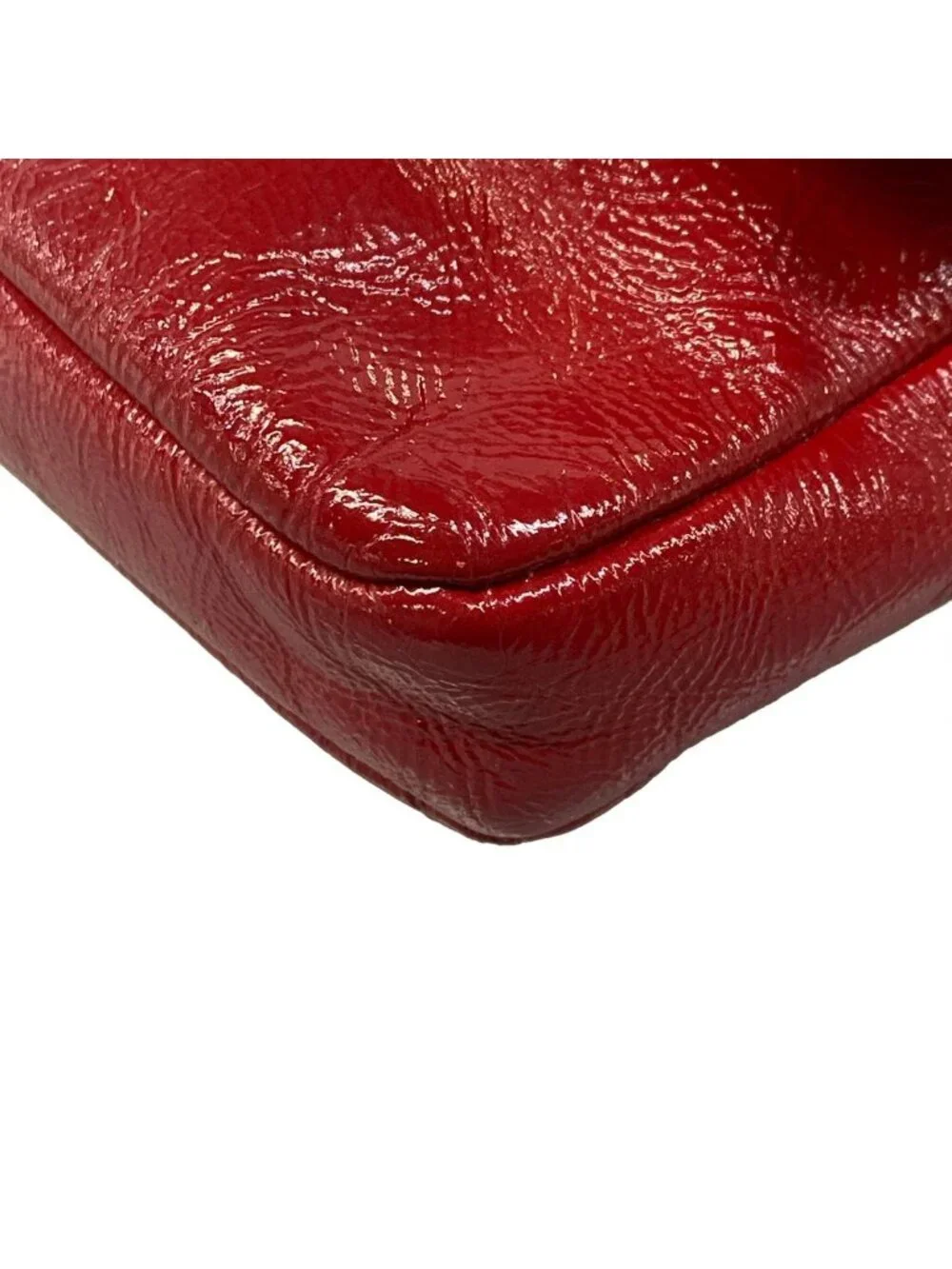Chanel Shoulder Bag Red Silver Chain Leather